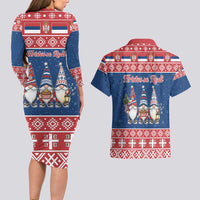 Serbia Christmas Couples Matching Long Sleeve Bodycon Dress and Hawaiian Shirt Hristos Se Rodi Gnome - Wonder Print Shop