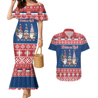 Serbia Christmas Couples Matching Mermaid Dress and Hawaiian Shirt Hristos Se Rodi Gnome - Wonder Print Shop