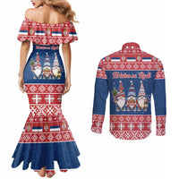 Serbia Christmas Couples Matching Mermaid Dress and Long Sleeve Button Shirt Hristos Se Rodi Gnome - Wonder Print Shop