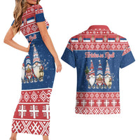 Serbia Christmas Couples Matching Short Sleeve Bodycon Dress and Hawaiian Shirt Hristos Se Rodi Gnome - Wonder Print Shop