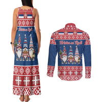 Serbia Christmas Couples Matching Tank Maxi Dress and Long Sleeve Button Shirt Hristos Se Rodi Gnome - Wonder Print Shop