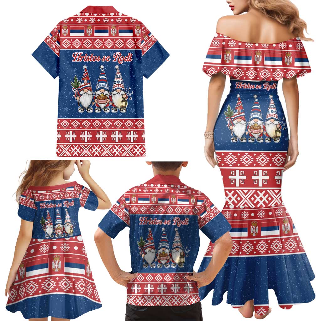 Serbia Christmas Family Matching Mermaid Dress and Hawaiian Shirt Hristos Se Rodi Gnome - Wonder Print Shop