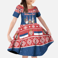 Serbia Christmas Family Matching Off The Shoulder Long Sleeve Dress and Hawaiian Shirt Hristos Se Rodi Gnome - Wonder Print Shop