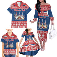 Serbia Christmas Family Matching Off The Shoulder Long Sleeve Dress and Hawaiian Shirt Hristos Se Rodi Gnome - Wonder Print Shop