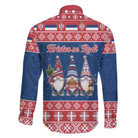 Serbia Christmas Family Matching Off The Shoulder Long Sleeve Dress and Hawaiian Shirt Hristos Se Rodi Gnome - Wonder Print Shop