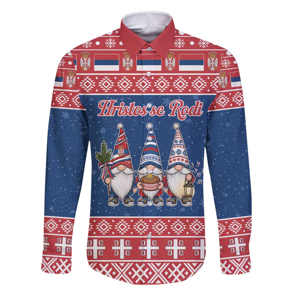 Serbia Christmas Family Matching Off Shoulder Maxi Dress and Hawaiian Shirt Hristos Se Rodi Gnome - Wonder Print Shop