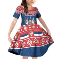 Serbia Christmas Family Matching Off Shoulder Short Dress and Hawaiian Shirt Hristos Se Rodi Gnome - Wonder Print Shop