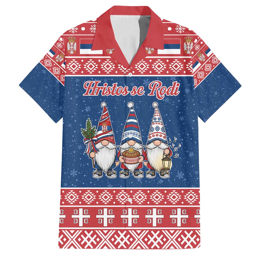 Serbia Christmas Family Matching Off Shoulder Short Dress and Hawaiian Shirt Hristos Se Rodi Gnome - Wonder Print Shop