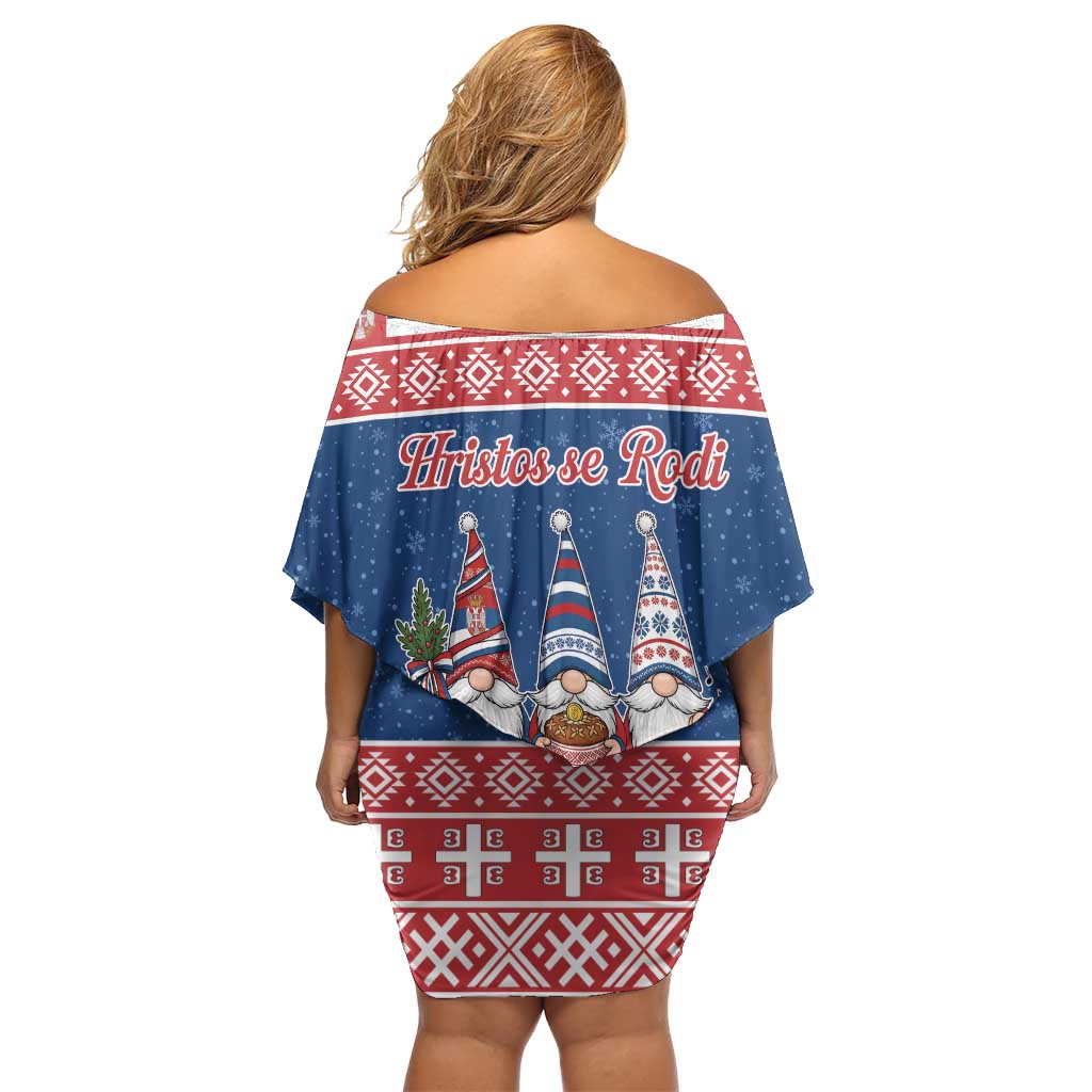 Serbia Christmas Family Matching Off Shoulder Short Dress and Hawaiian Shirt Hristos Se Rodi Gnome - Wonder Print Shop