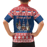 Serbia Christmas Family Matching Short Sleeve Bodycon Dress and Hawaiian Shirt Hristos Se Rodi Gnome - Wonder Print Shop