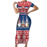 Serbia Christmas Family Matching Short Sleeve Bodycon Dress and Hawaiian Shirt Hristos Se Rodi Gnome - Wonder Print Shop
