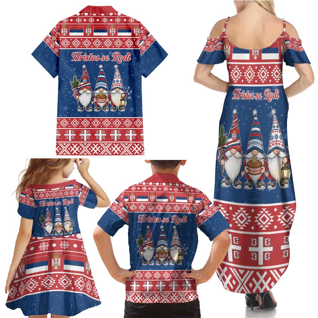 Serbia Christmas Family Matching Summer Maxi Dress and Hawaiian Shirt Hristos Se Rodi Gnome - Wonder Print Shop