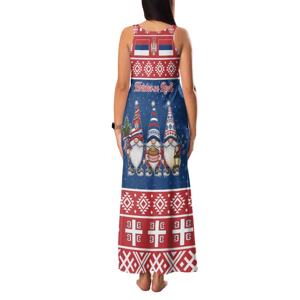 Serbia Christmas Family Matching Tank Maxi Dress and Hawaiian Shirt Hristos Se Rodi Gnome - Wonder Print Shop