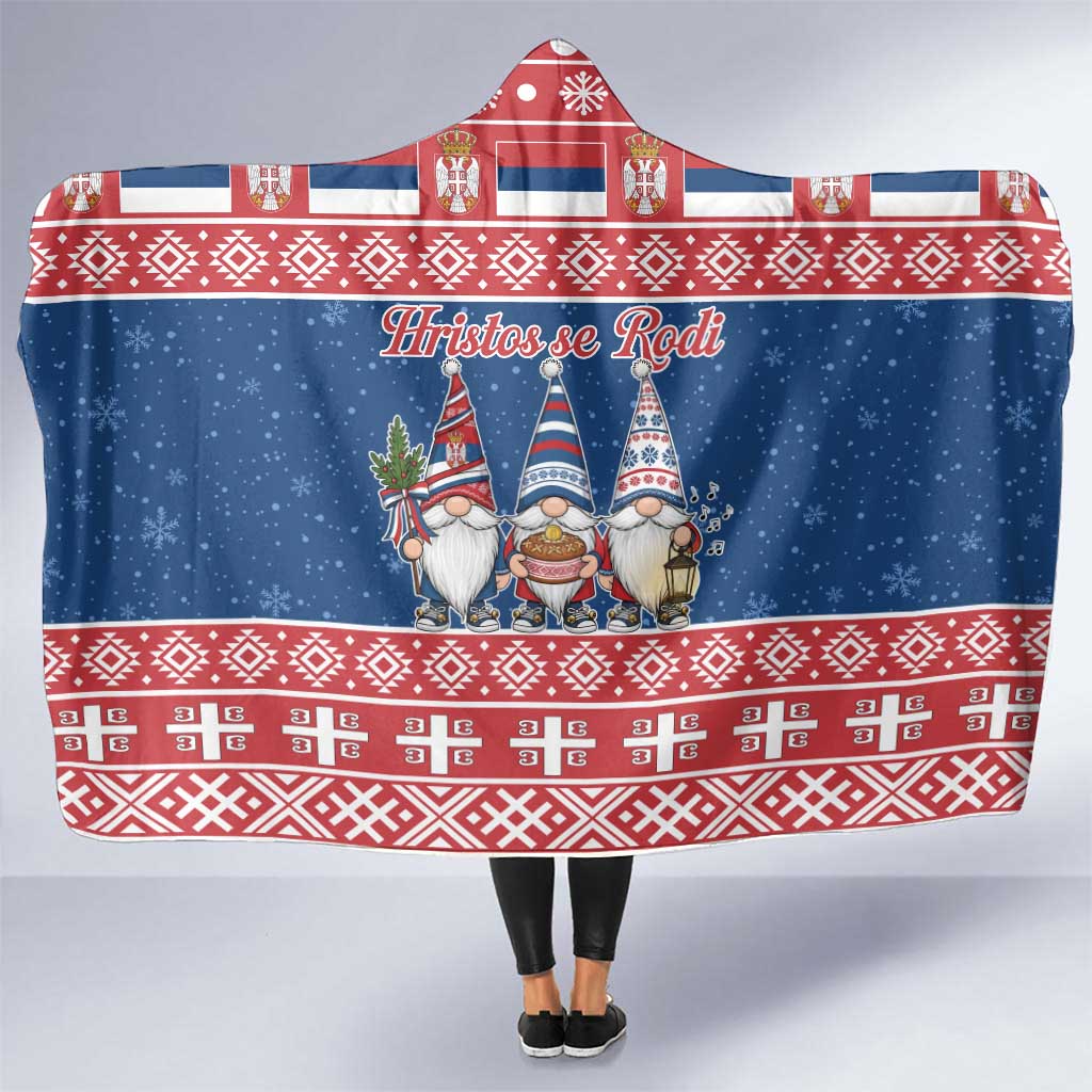 Serbia Christmas Hooded Blanket Hristos Se Rodi Gnome - Wonder Print Shop