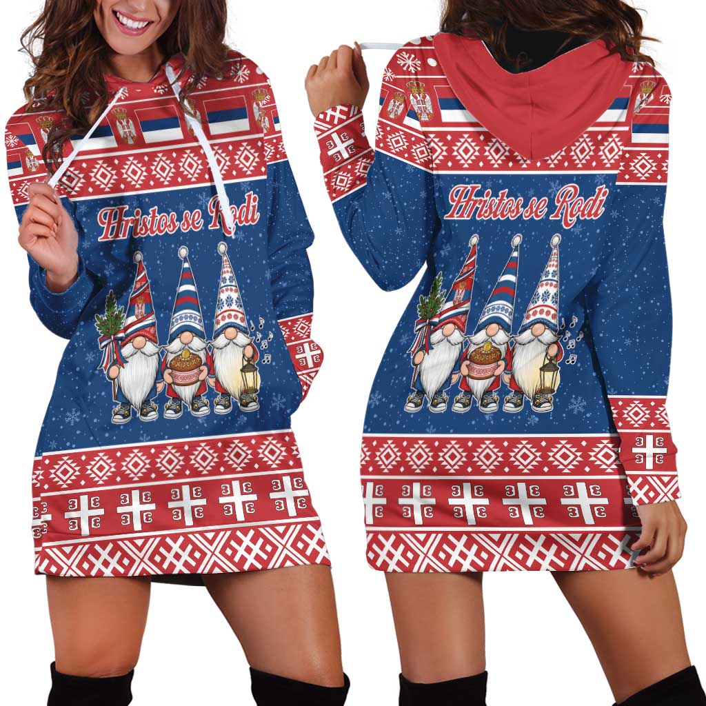 Serbia Christmas Hoodie Dress Hristos Se Rodi Gnome - Wonder Print Shop