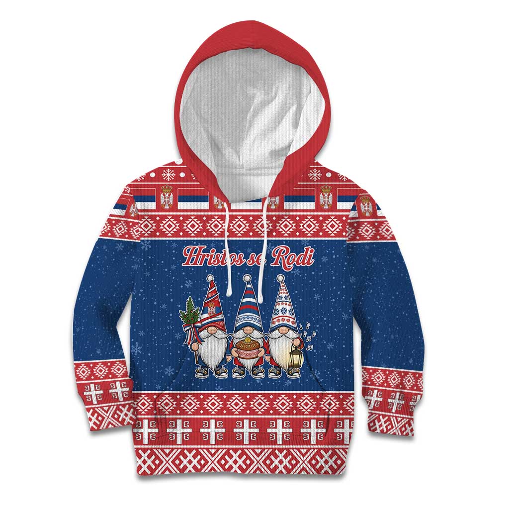 Serbia Christmas Kid Hoodie Hristos Se Rodi Gnome - Wonder Print Shop