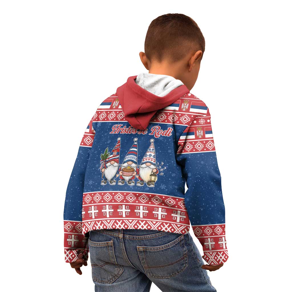 Serbia Christmas Kid Hoodie Hristos Se Rodi Gnome - Wonder Print Shop