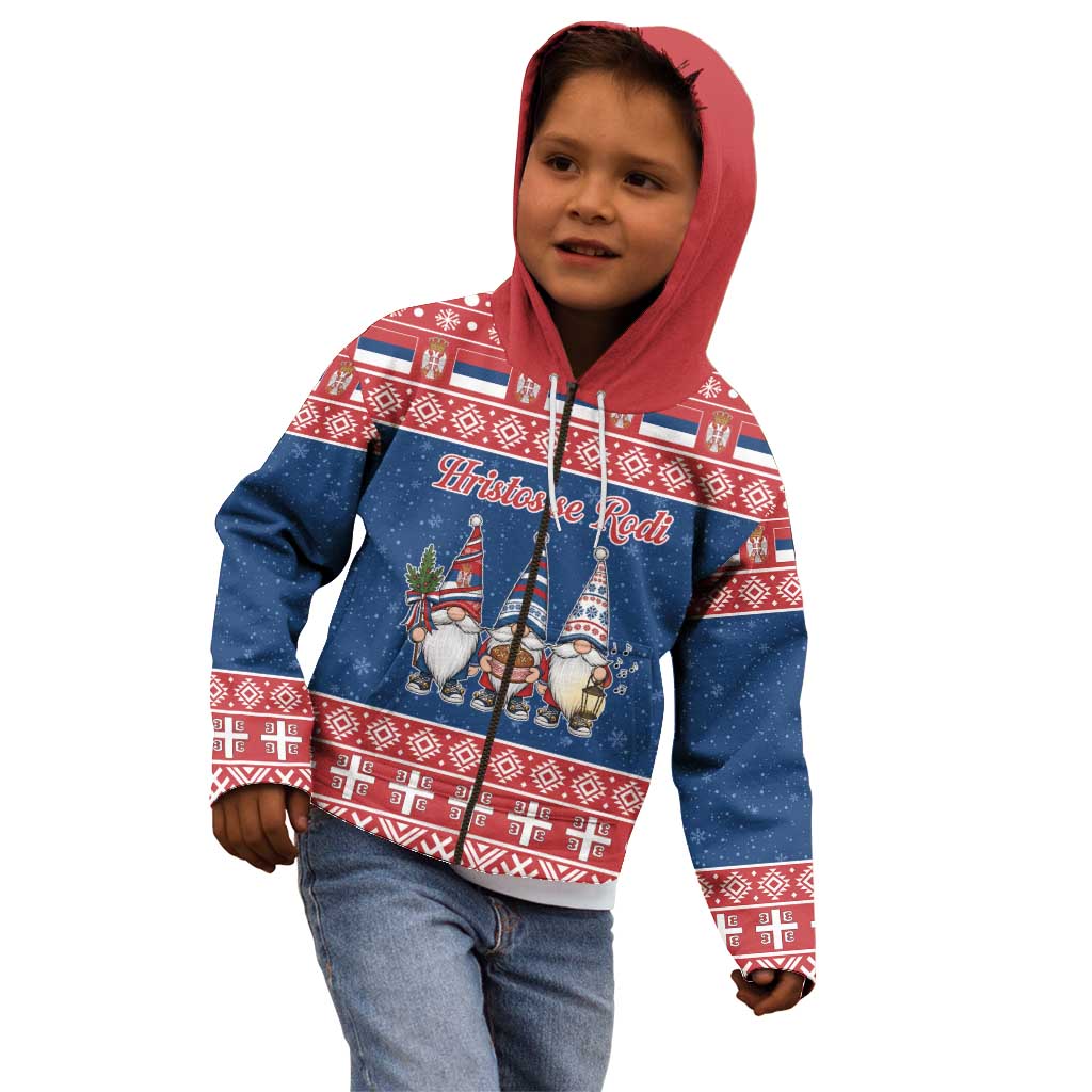 Serbia Christmas Kid Hoodie Hristos Se Rodi Gnome - Wonder Print Shop
