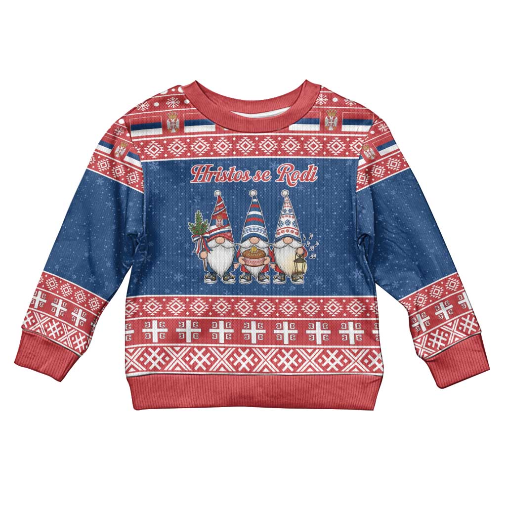 Serbia Christmas Kid Ugly Christmas Sweater Hristos Se Rodi Gnome - Wonder Print Shop