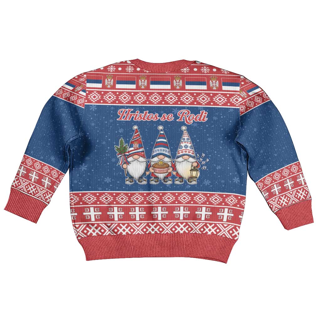 Serbia Christmas Kid Ugly Christmas Sweater Hristos Se Rodi Gnome - Wonder Print Shop
