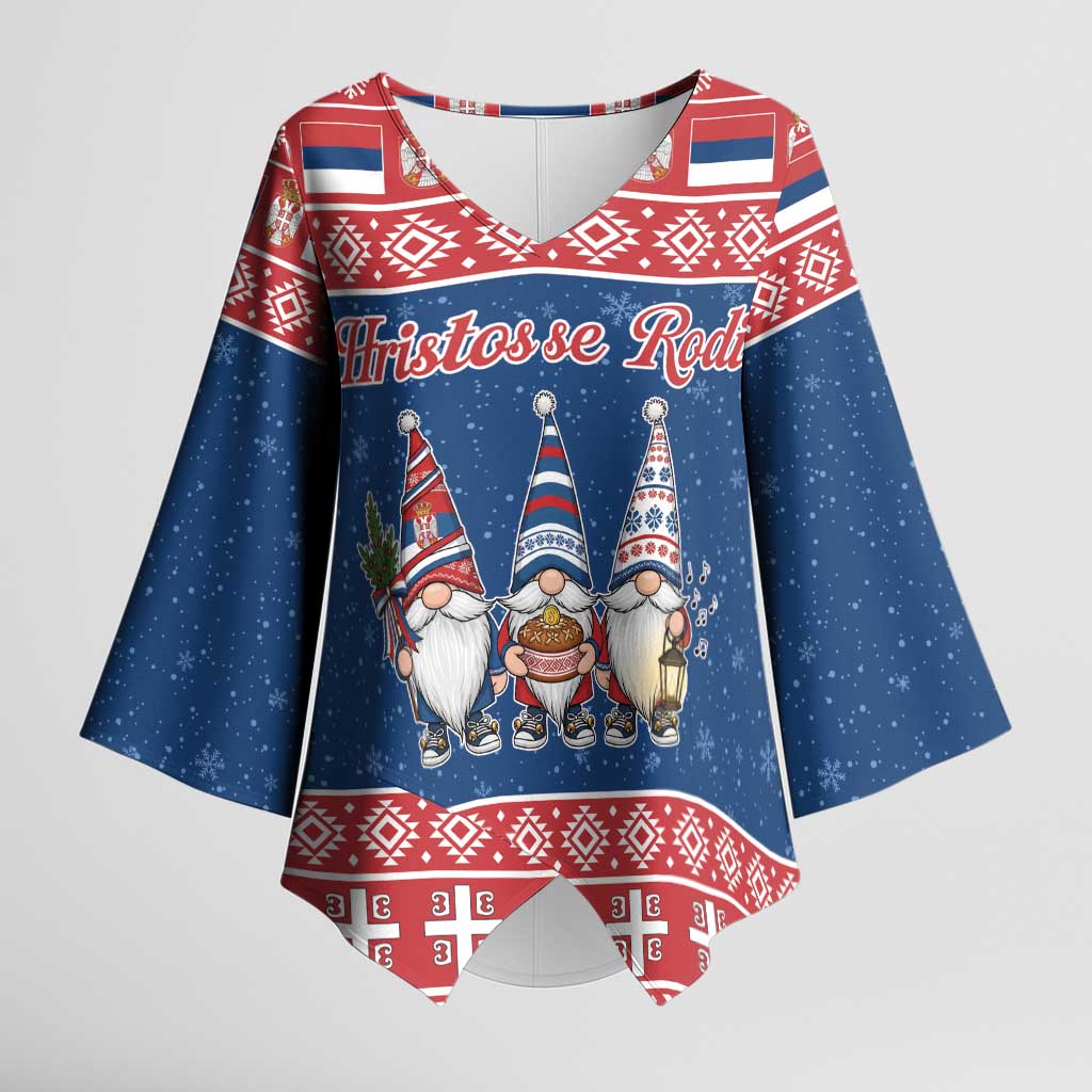 Serbia Christmas Kimono Sleeve Blouse Hristos Se Rodi Gnome - Wonder Print Shop