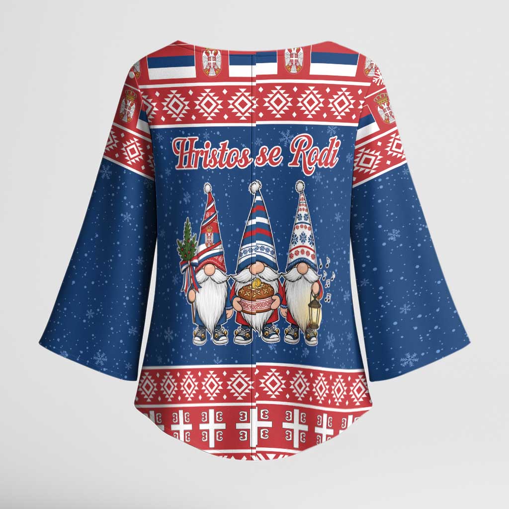 Serbia Christmas Kimono Sleeve Blouse Hristos Se Rodi Gnome - Wonder Print Shop