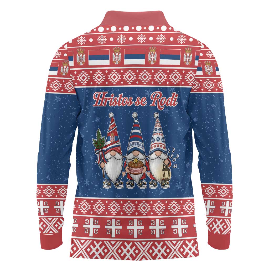 Serbia Christmas Long Sleeve Polo Shirt Hristos Se Rodi Gnome - Wonder Print Shop