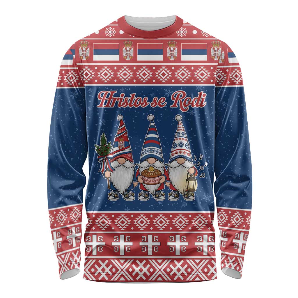 Serbia Christmas Long Sleeve Shirt Hristos Se Rodi Gnome - Wonder Print Shop