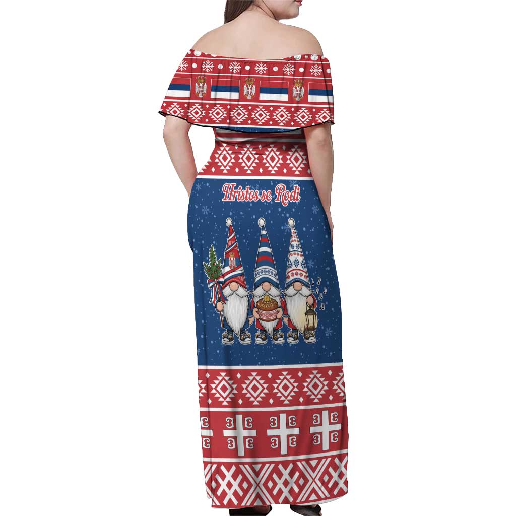 Serbia Christmas Off Shoulder Maxi Dress Hristos Se Rodi Gnome - Wonder Print Shop