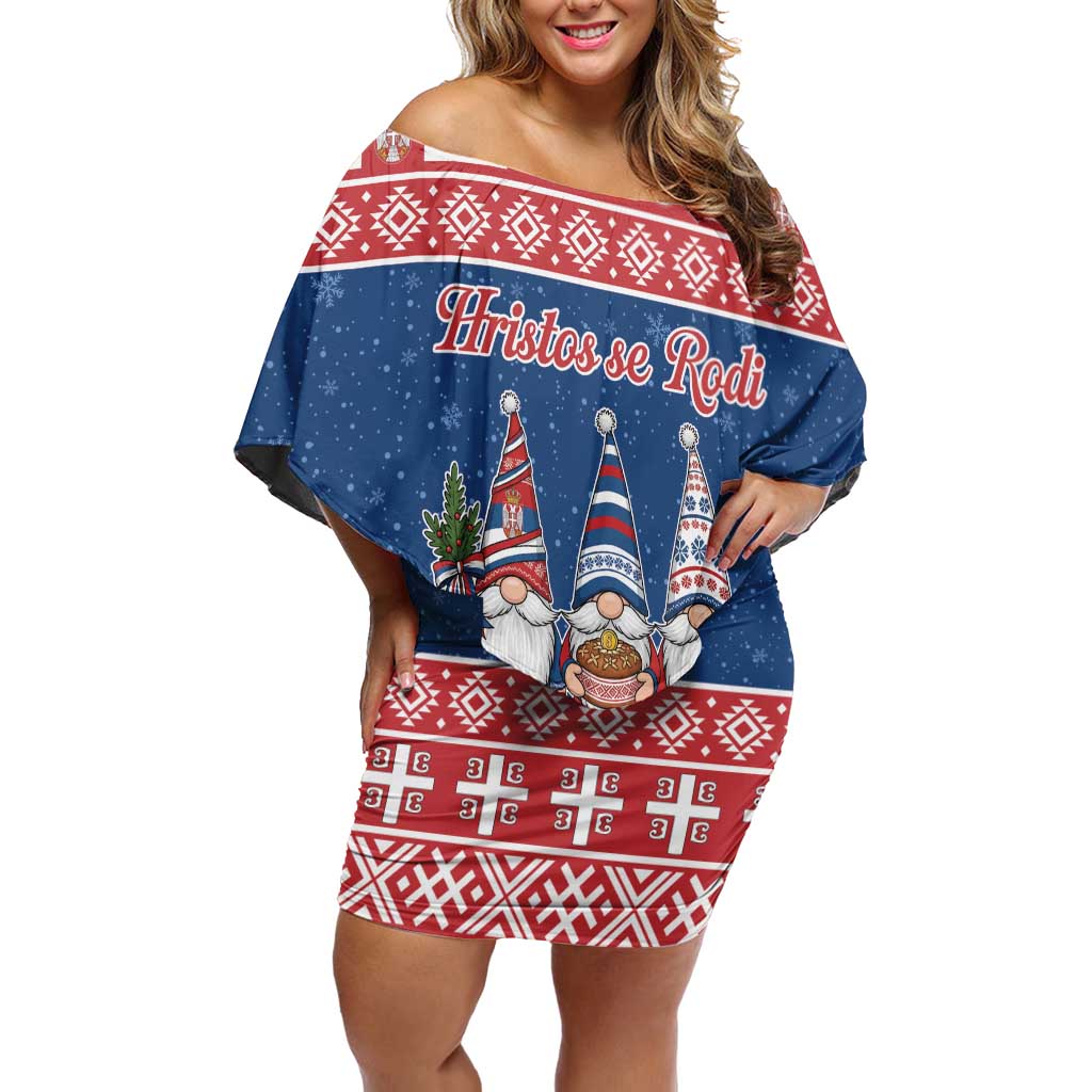 Serbia Christmas Off Shoulder Short Dress Hristos Se Rodi Gnome - Wonder Print Shop