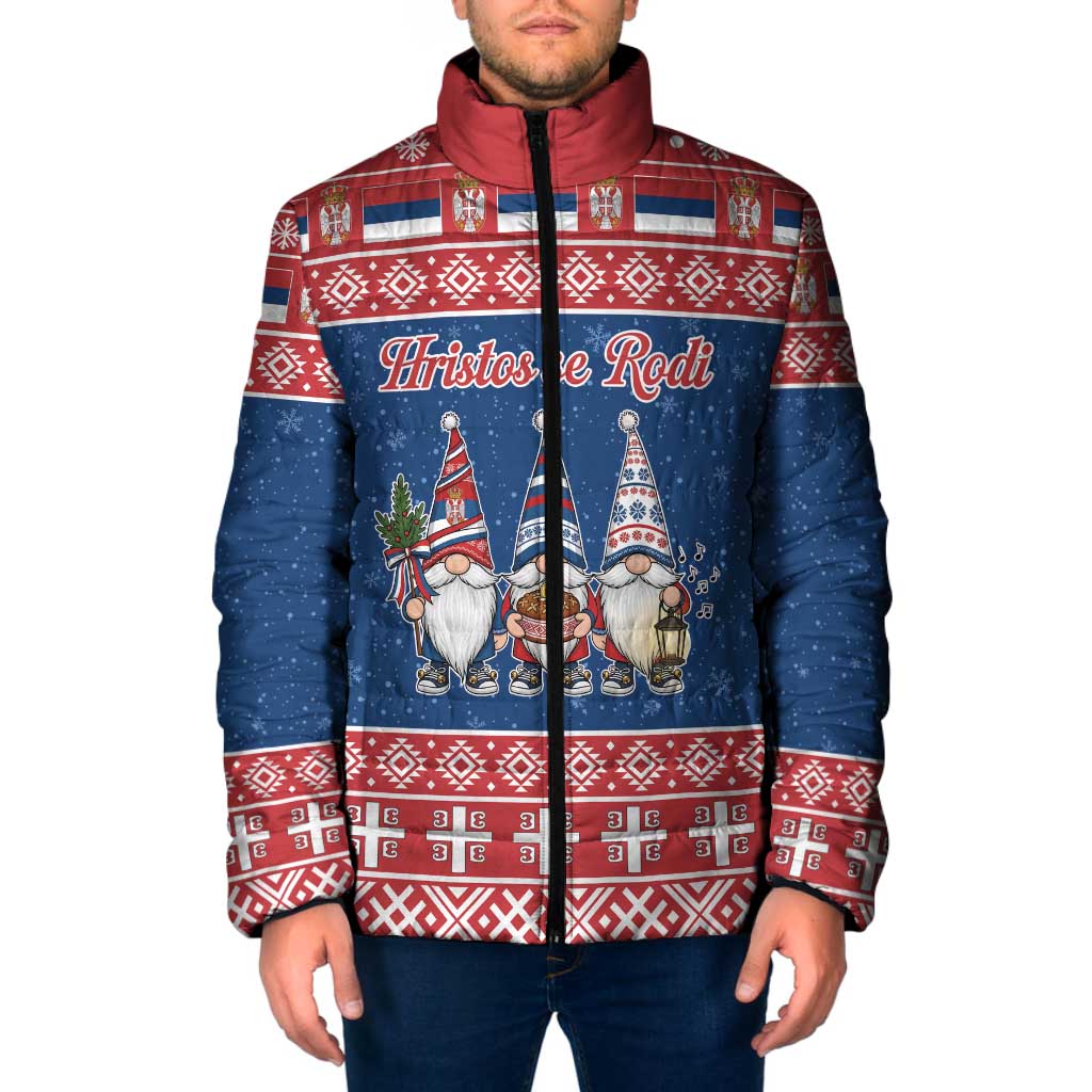 Serbia Christmas Padded Jacket Hristos Se Rodi Gnome - Wonder Print Shop