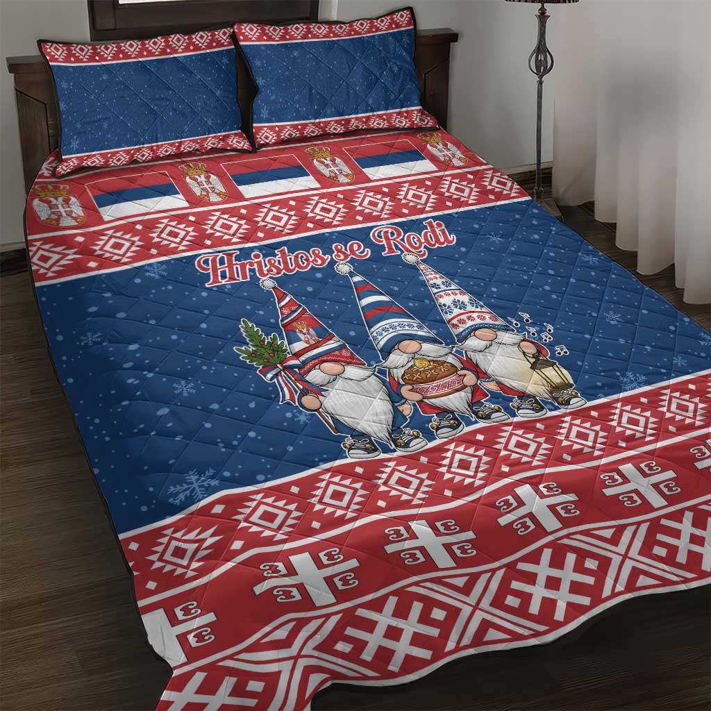 Serbia Christmas Quilt Bed Set Hristos Se Rodi Gnome - Wonder Print Shop
