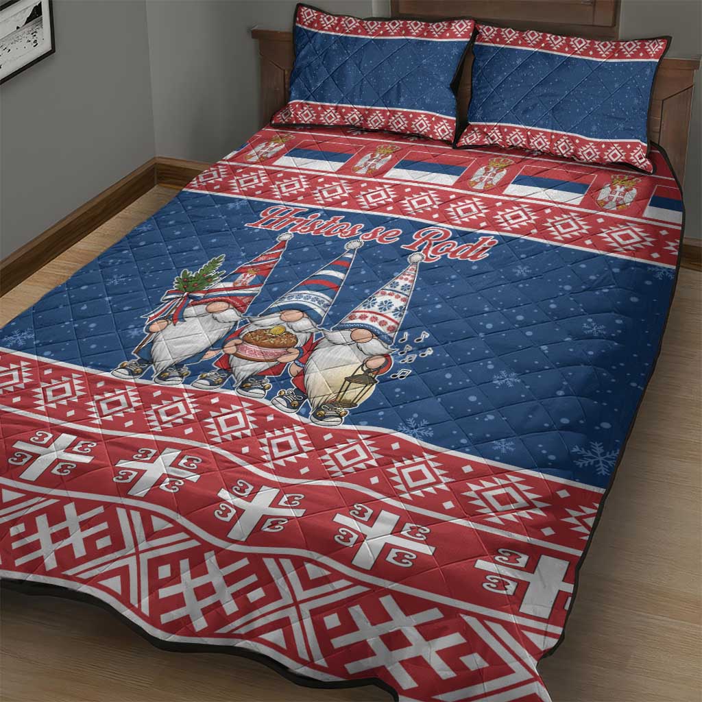 Serbia Christmas Quilt Bed Set Hristos Se Rodi Gnome - Wonder Print Shop