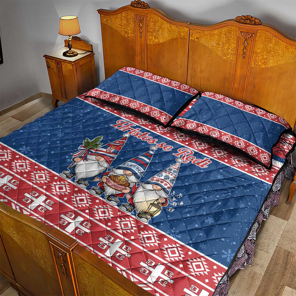 Serbia Christmas Quilt Bed Set Hristos Se Rodi Gnome - Wonder Print Shop