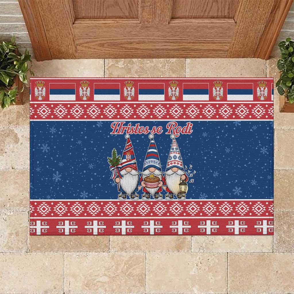 Serbia Christmas Rubber Doormat Hristos Se Rodi Gnome - Wonder Print Shop