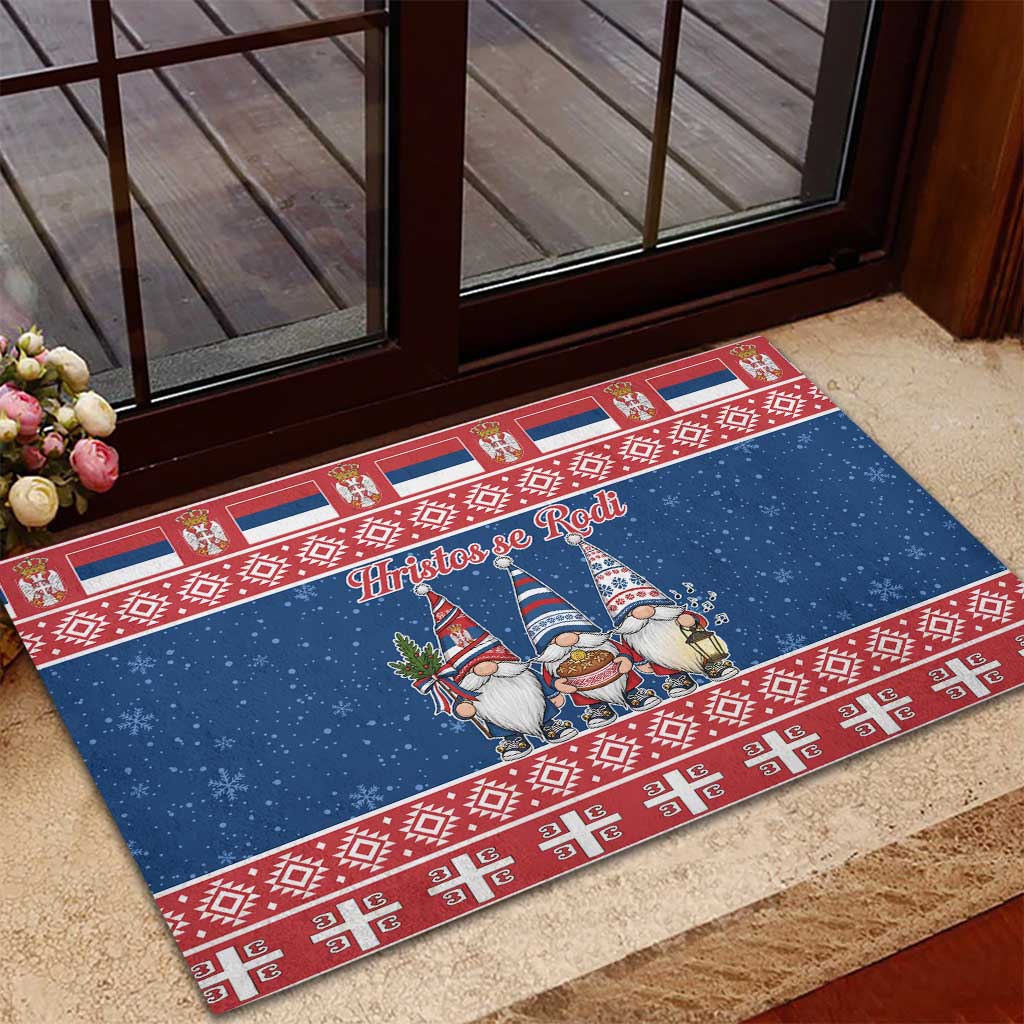 Serbia Christmas Rubber Doormat Hristos Se Rodi Gnome - Wonder Print Shop