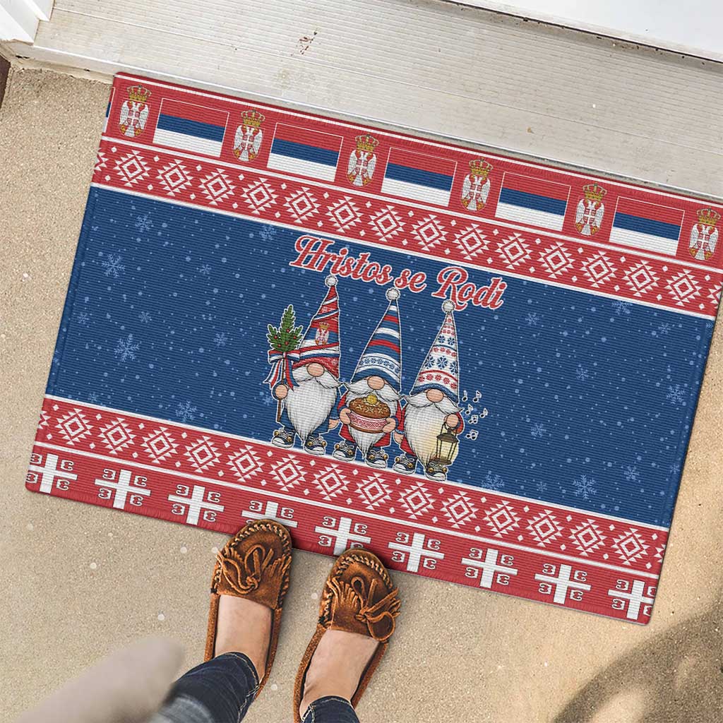 Serbia Christmas Rubber Doormat Hristos Se Rodi Gnome - Wonder Print Shop