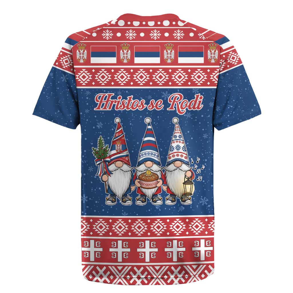 Serbia Christmas Rugby Jersey Hristos Se Rodi Gnome - Wonder Print Shop