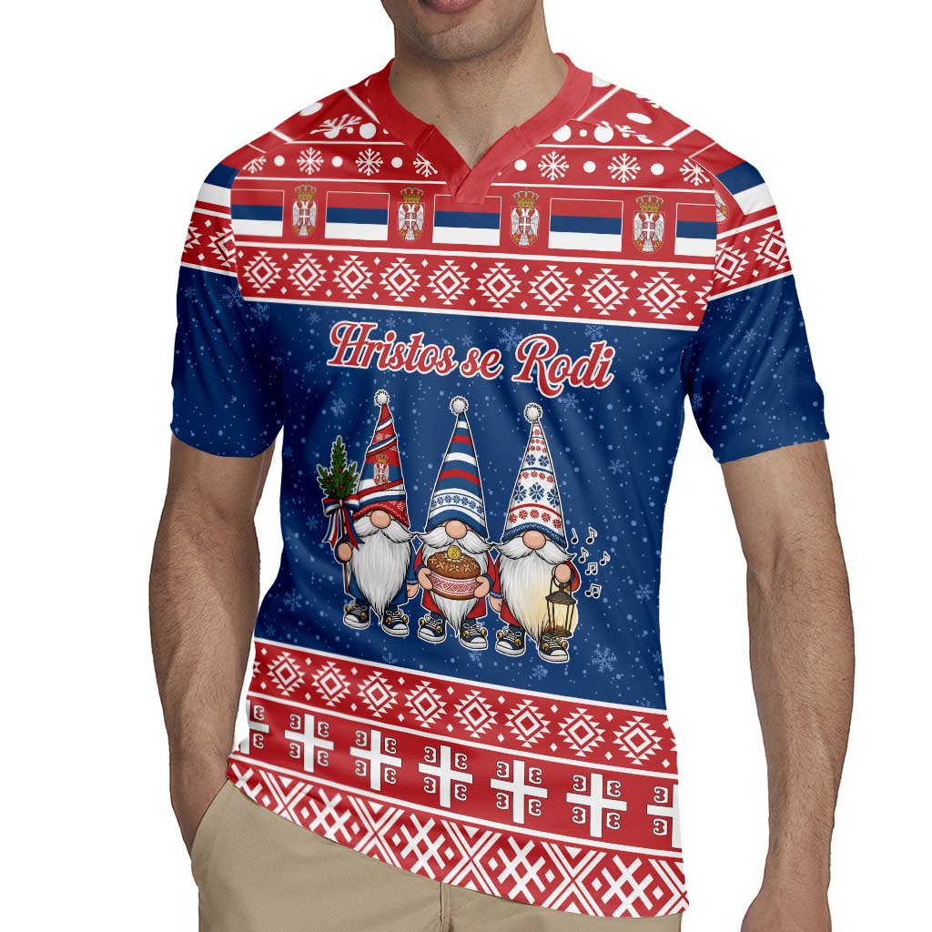 Serbia Christmas Rugby Jersey Hristos Se Rodi Gnome - Wonder Print Shop
