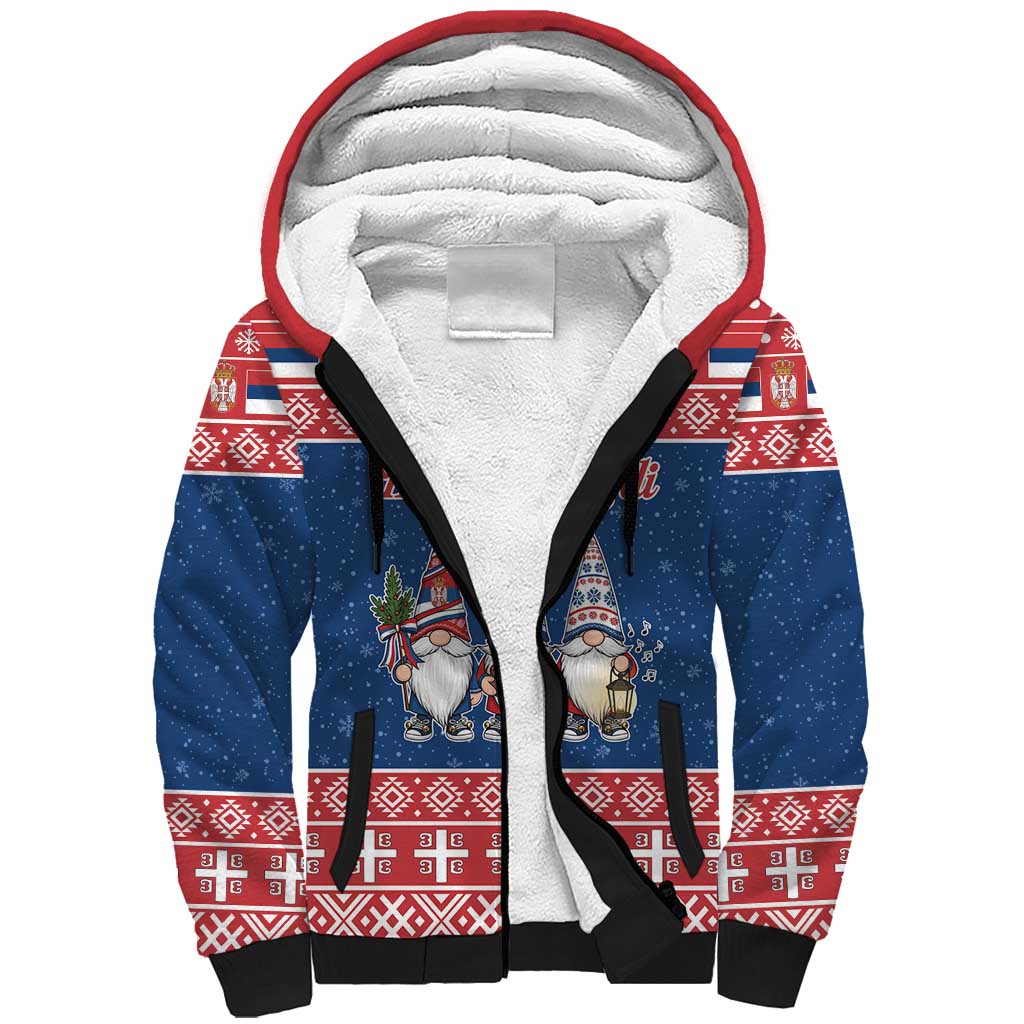 Serbia Christmas Sherpa Hoodie Hristos Se Rodi Gnome - Wonder Print Shop