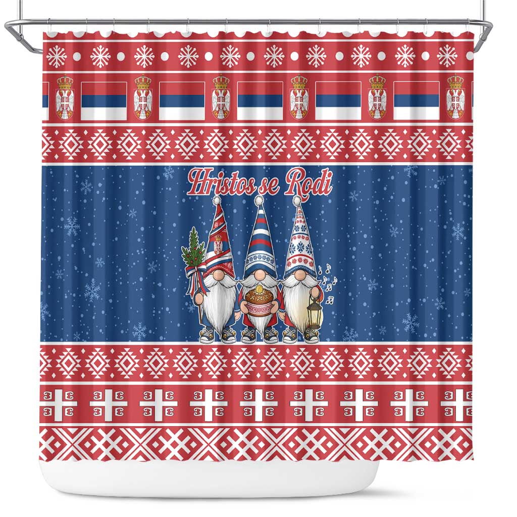Serbia Christmas Shower Curtain Hristos Se Rodi Gnome - Wonder Print Shop