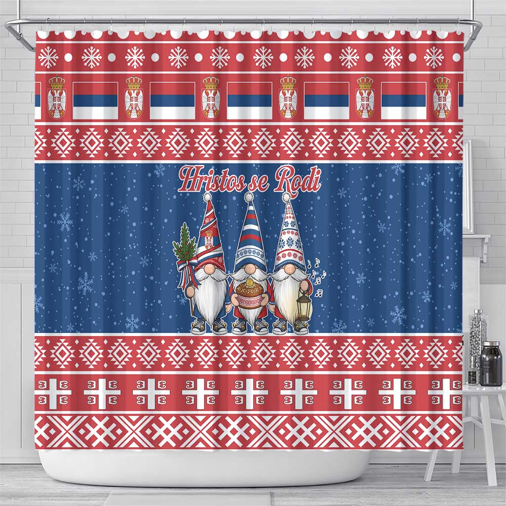 Serbia Christmas Shower Curtain Hristos Se Rodi Gnome - Wonder Print Shop