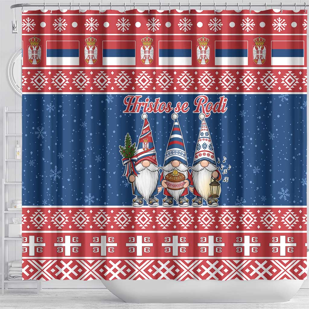 Serbia Christmas Shower Curtain Hristos Se Rodi Gnome - Wonder Print Shop