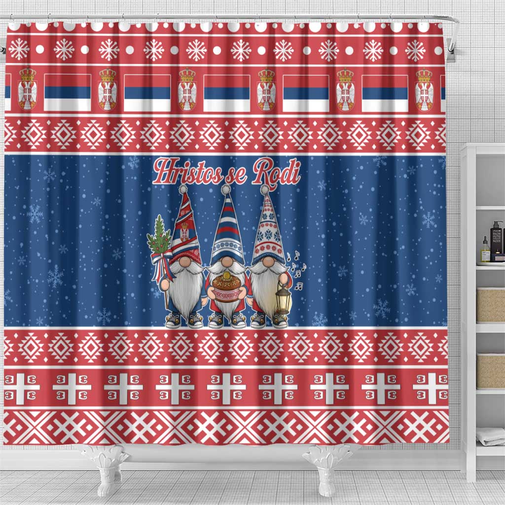 Serbia Christmas Shower Curtain Hristos Se Rodi Gnome - Wonder Print Shop