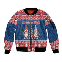 Serbia Christmas Sleeve Zip Bomber Jacket Hristos Se Rodi Gnome - Wonder Print Shop