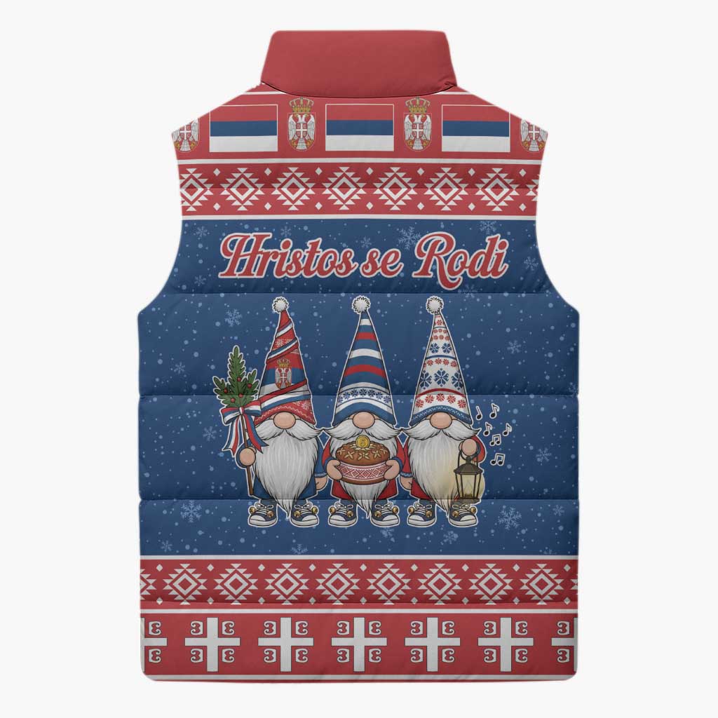 Serbia Christmas Sleeveless Puffer Jacket Hristos Se Rodi Gnome - Wonder Print Shop