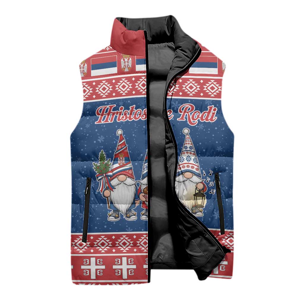 Serbia Christmas Sleeveless Puffer Jacket Hristos Se Rodi Gnome - Wonder Print Shop