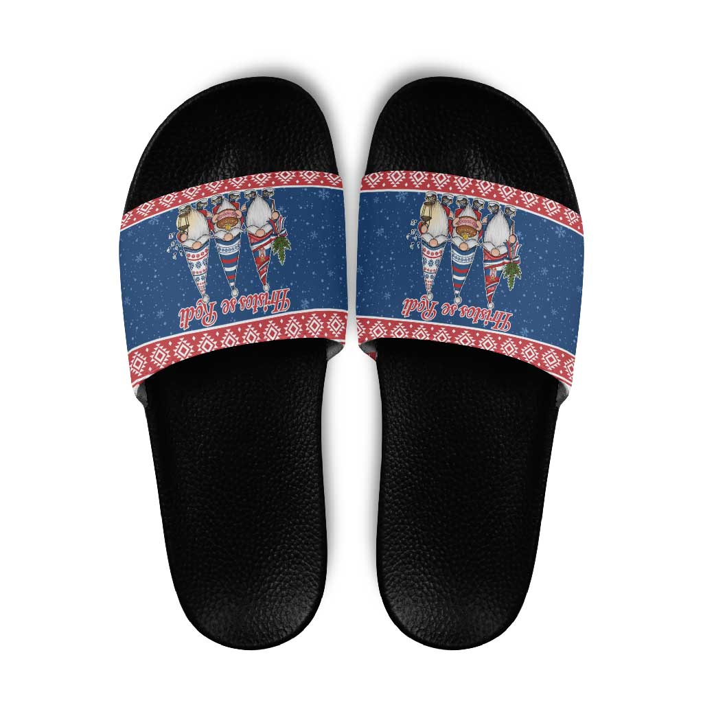 Serbia Christmas Slide Sandals Hristos Se Rodi Gnome - Wonder Print Shop