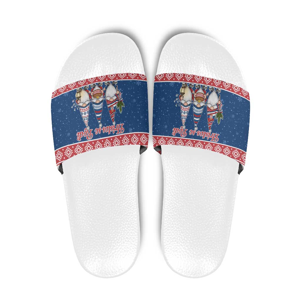 Serbia Christmas Slide Sandals Hristos Se Rodi Gnome - Wonder Print Shop