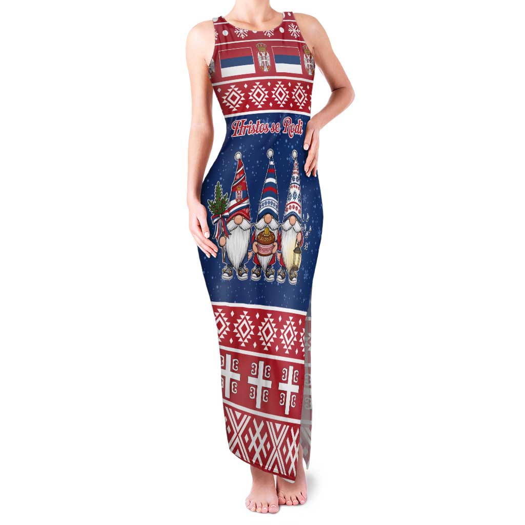 Serbia Christmas Tank Maxi Dress Hristos Se Rodi Gnome - Wonder Print Shop